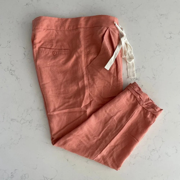 Aritzia Wilfred Allegra Button Close Linen Lyocell Casual Pants Salmon Sz 4 - Picture 1 of 13
